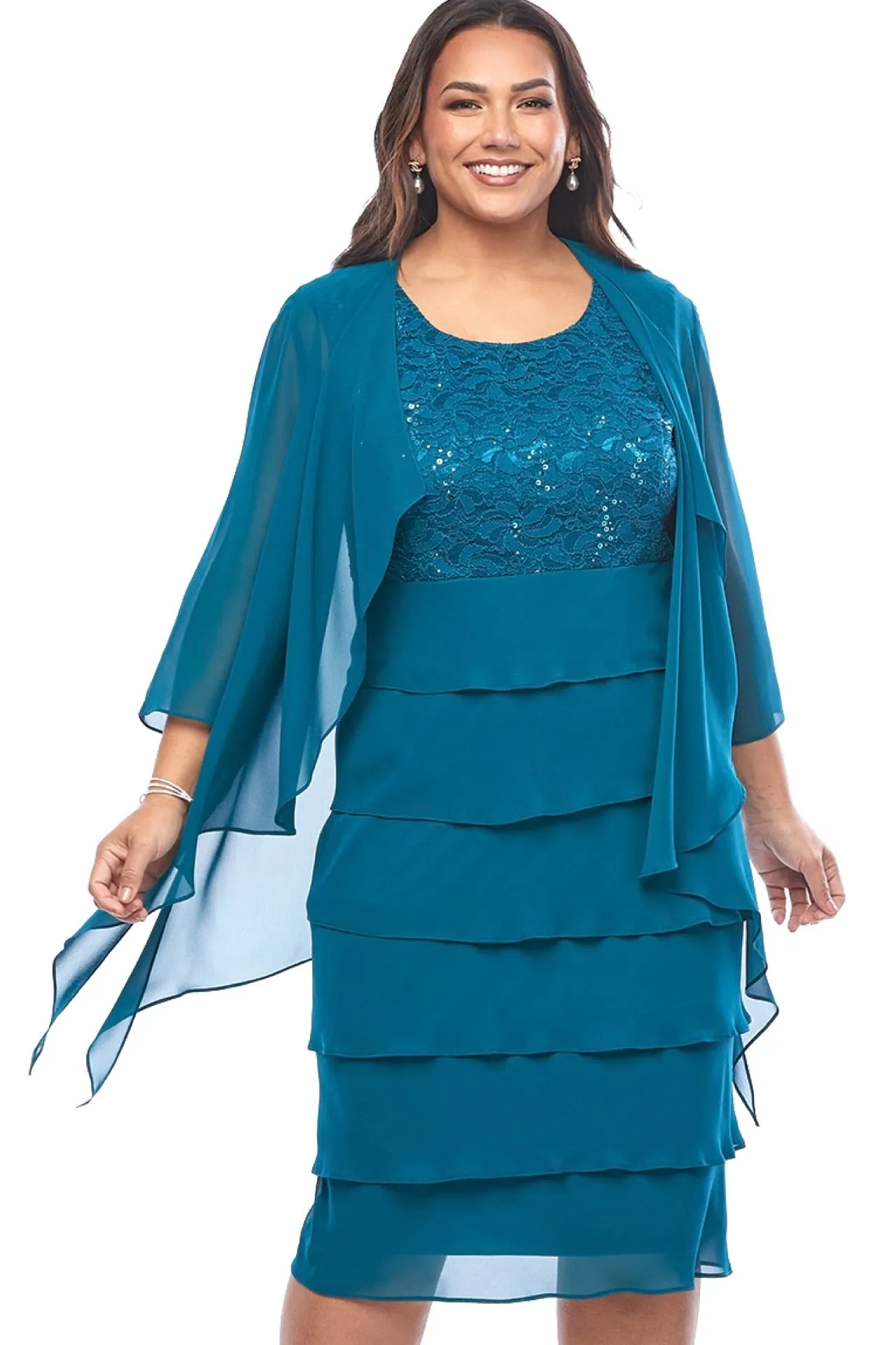 Jesse Harper Layered Dress & Jacket in Emerald JH0458