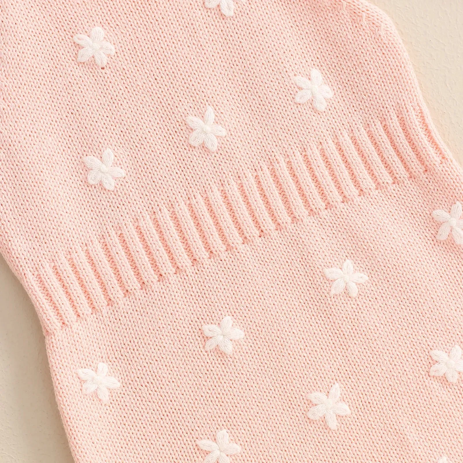 Knit Embroidered Tie Sleeve Romper