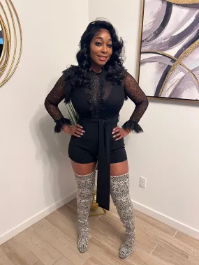 LACE AND RUFFLES ROMPER (BLACK)