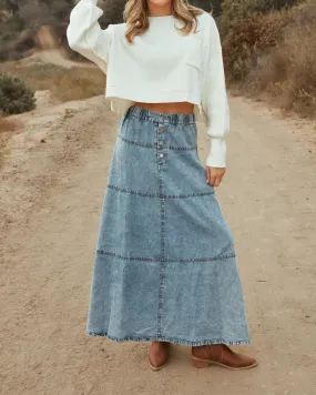 Layered Boho Denim Skirt