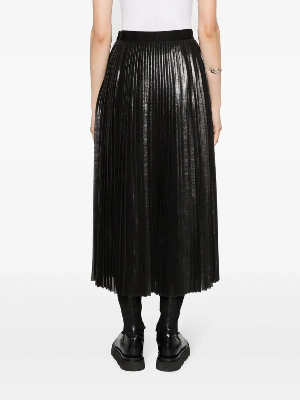 layered pleated midi skirt