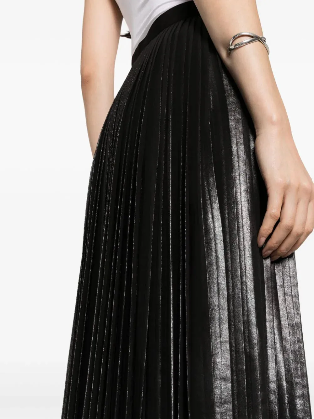 layered pleated midi skirt