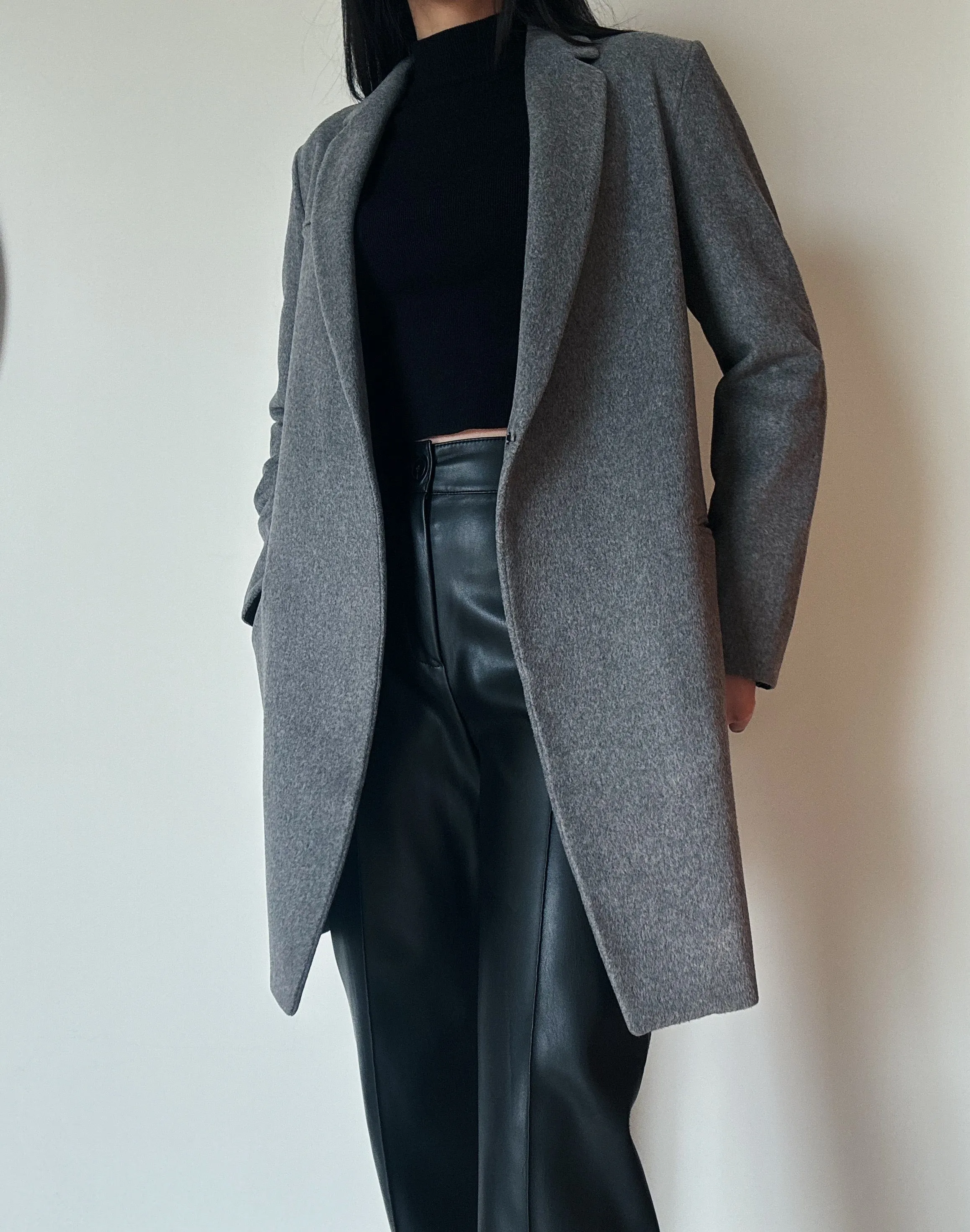 Light Grey Midi Coat (70% Wool)