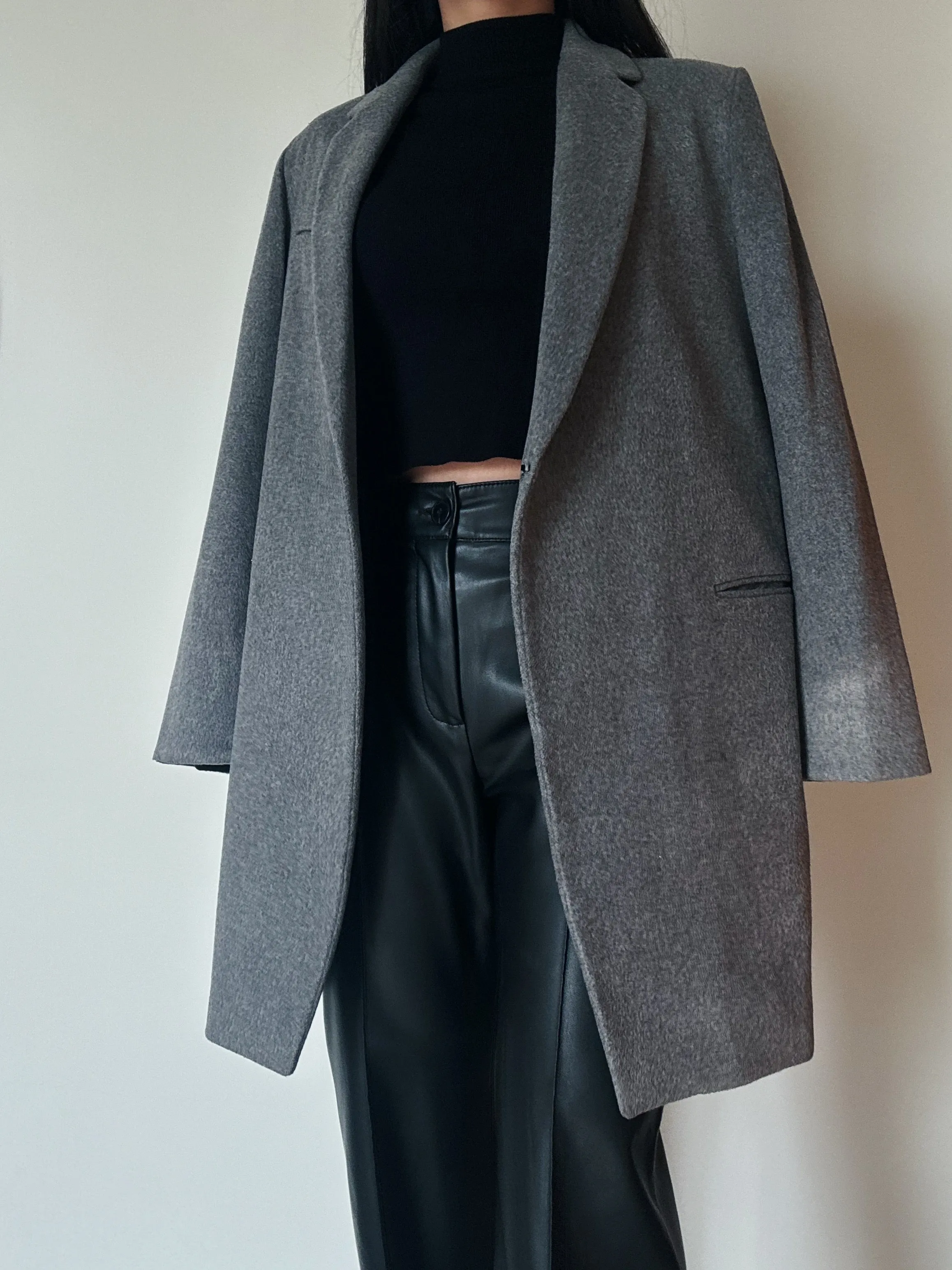 Light Grey Midi Coat (70% Wool)