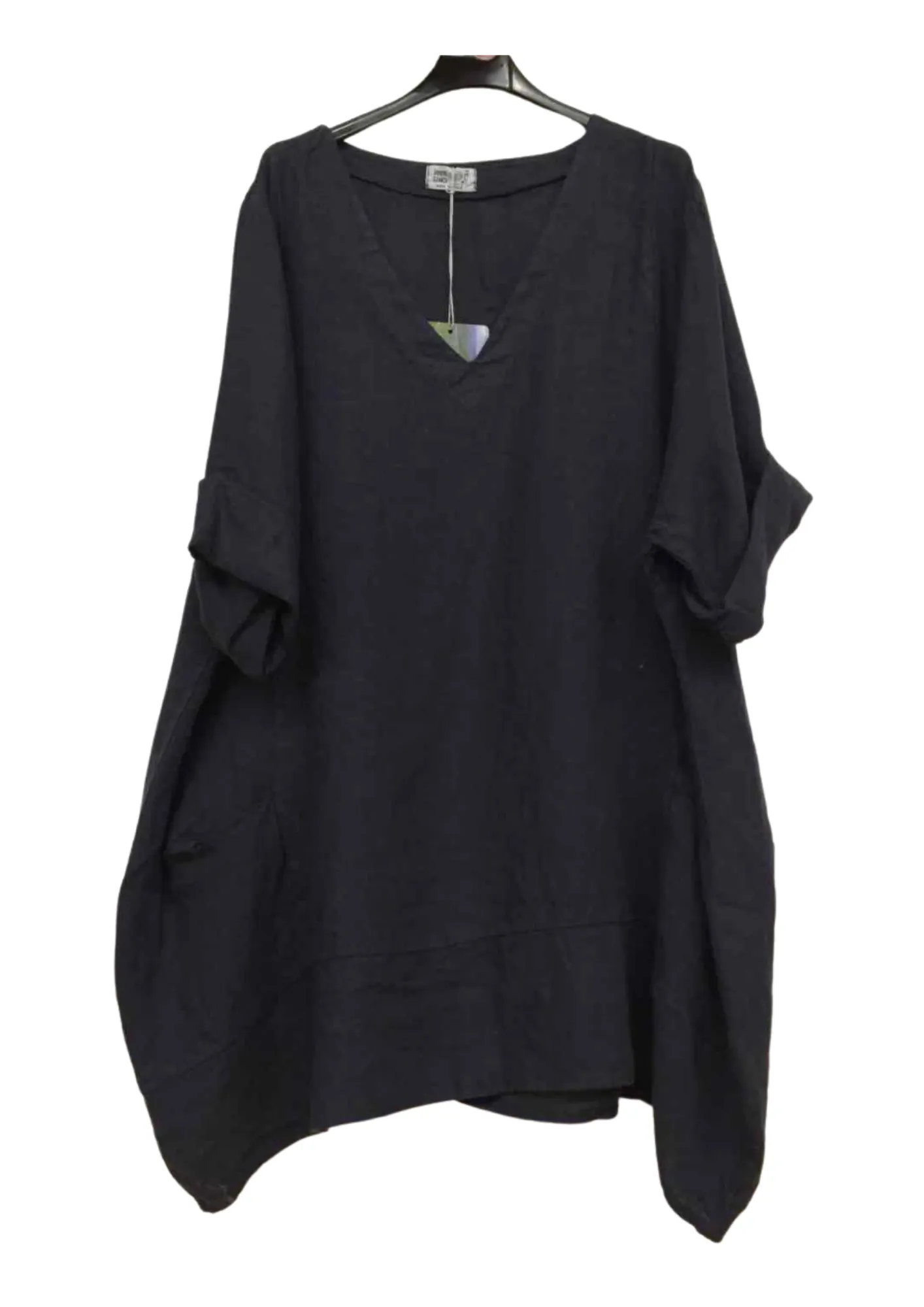 Made In Italy Oversized Linen Plus Size Tunic Top