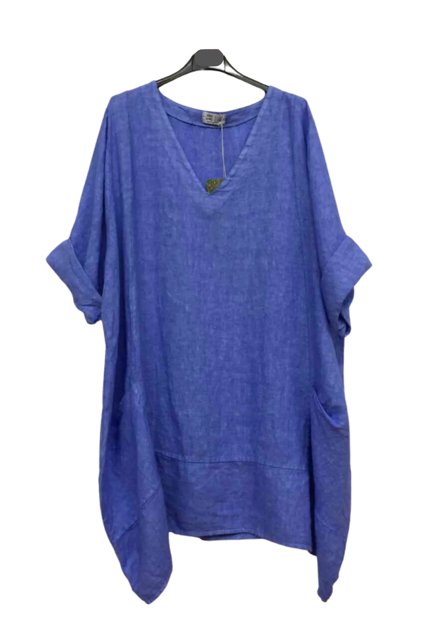 Made In Italy Oversized Linen Plus Size Tunic Top