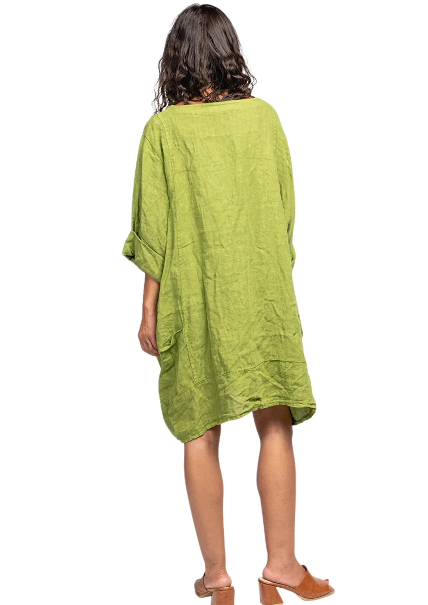Made In Italy Oversized Linen Plus Size Tunic Top