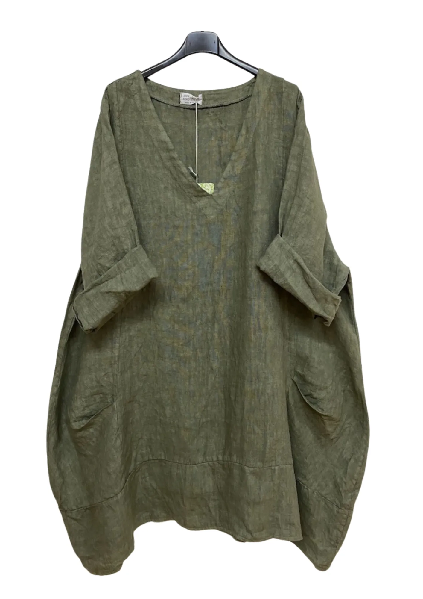 Made In Italy Oversized Linen Plus Size Tunic Top