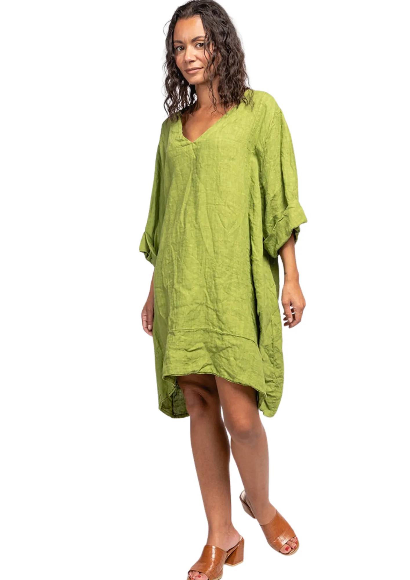 Made In Italy Oversized Linen Plus Size Tunic Top