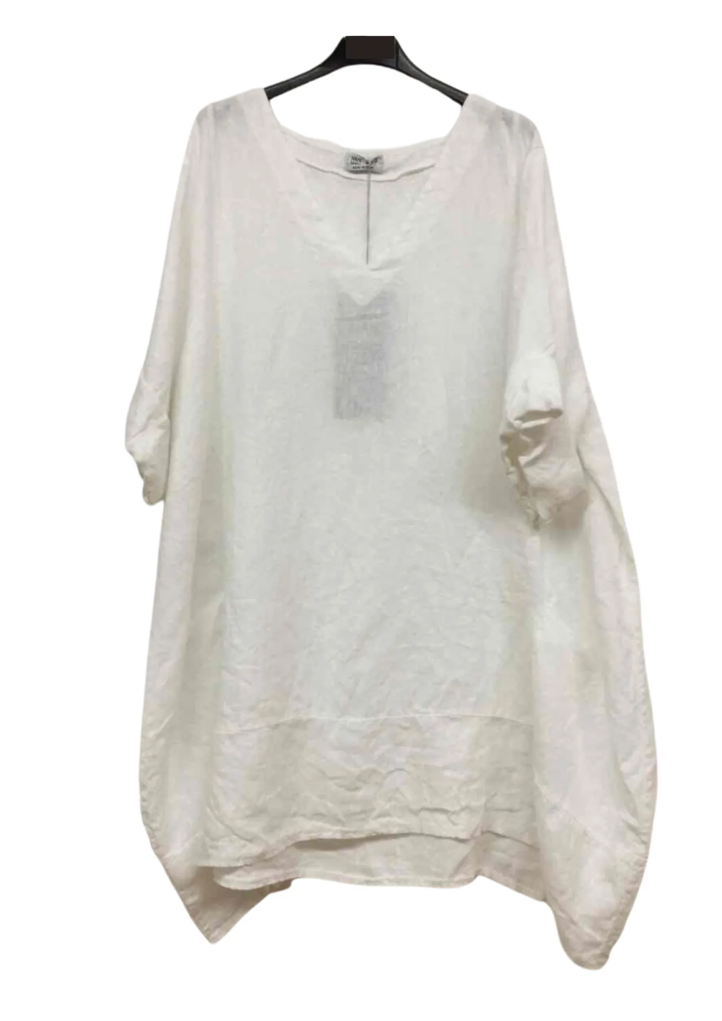 Made In Italy Oversized Linen Plus Size Tunic Top