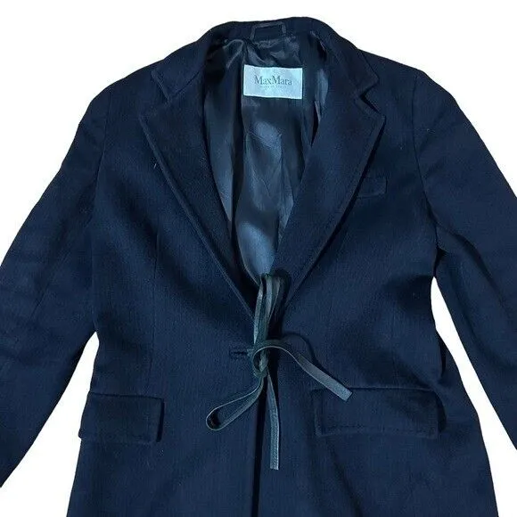 MAX MARA ALPACA WOOL BLEND COAT WITH LEATHER STRAP