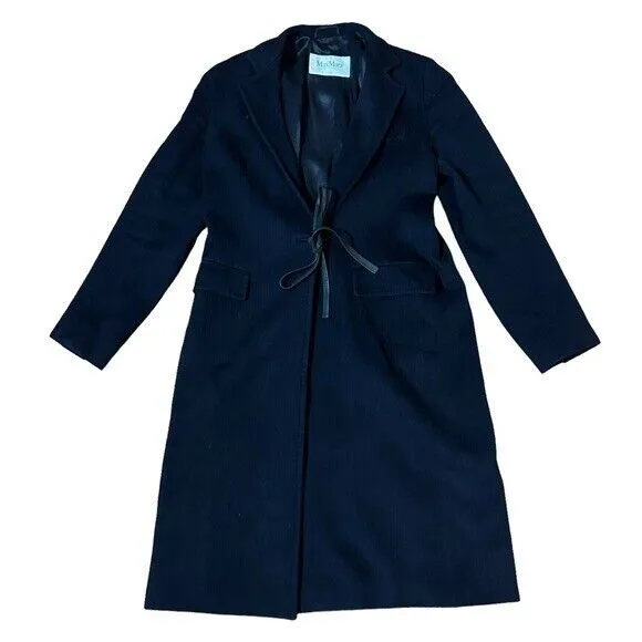 MAX MARA ALPACA WOOL BLEND COAT WITH LEATHER STRAP