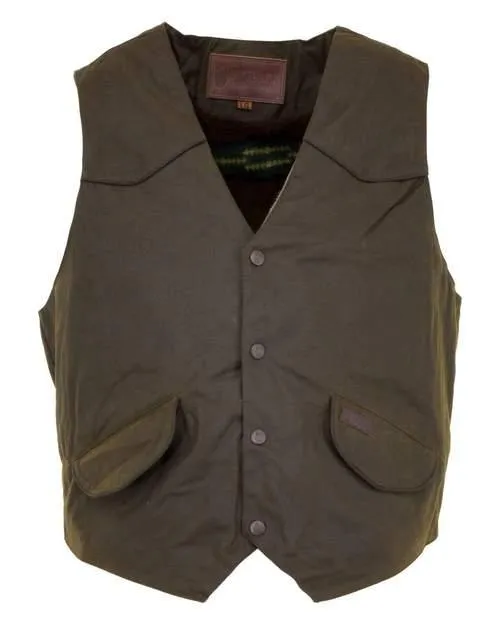 Men's Cliffdweller Waterproof Fleece Lined 4 Snap Brown Oilskin Vest 2155