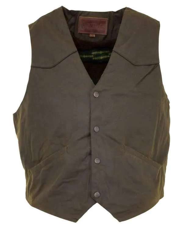 Men's Cliffdweller Waterproof Fleece Lined 4 Snap Brown Oilskin Vest 2155