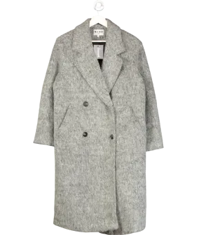 NA-KD Grey Wool Blend Double Breasted Coat UK 6