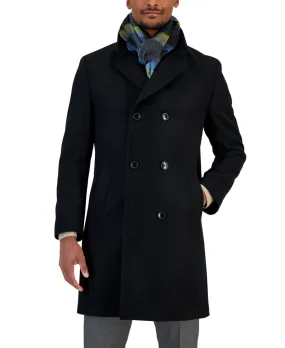 Nautica Men's Classic Fit Double Breasted Wool Overcoat Coat Black 40S
