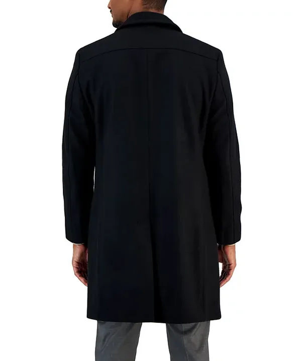 Nautica Men's Classic Fit Double Breasted Wool Overcoat Coat Black 40S
