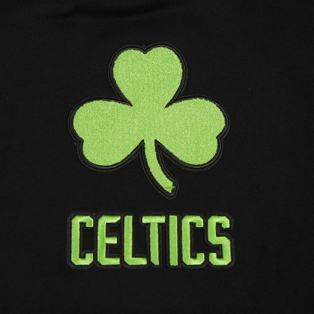 NBA BOSTON CELTICS CITY EDITION 24-25 WOMEN'S RIB FLC CROPPED PO HOODI (BLACK)