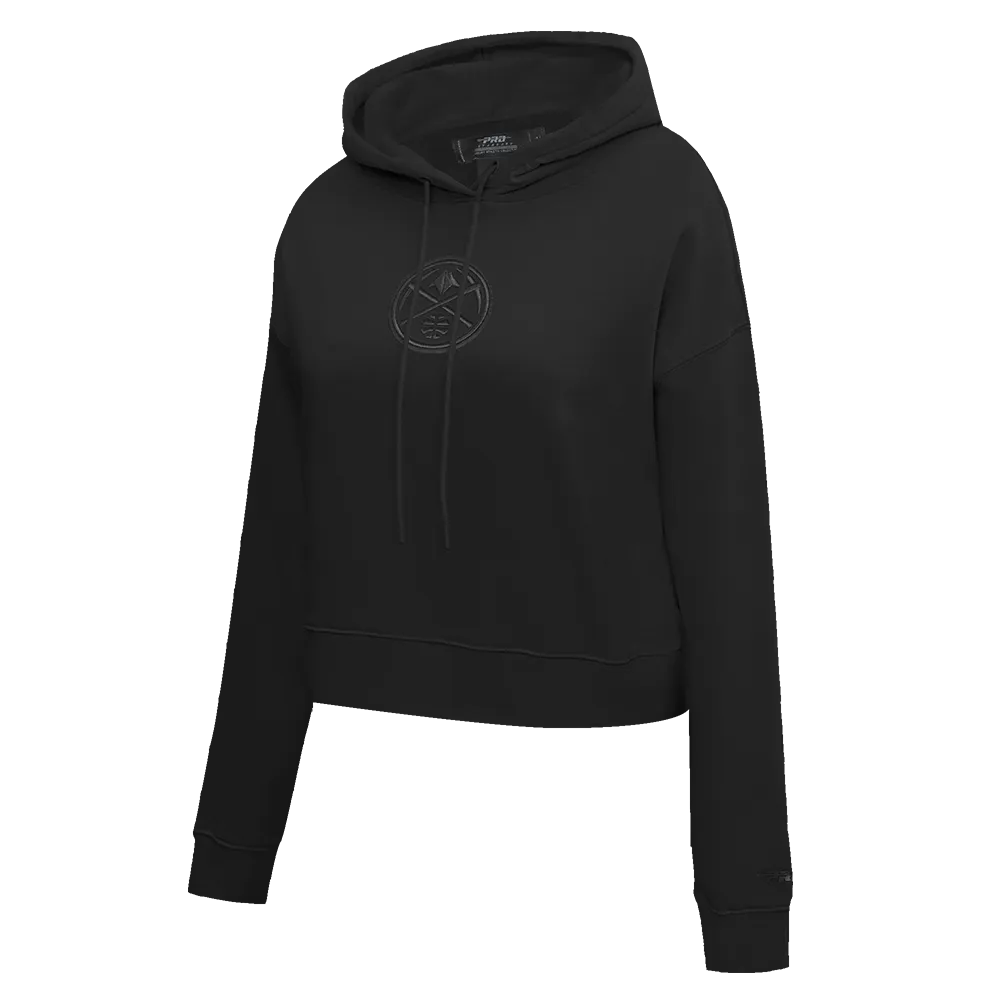 NBA DENVER NUGGETS NEUTRAL WOMEN'S CROPPED PO HOODIE (BLACK)