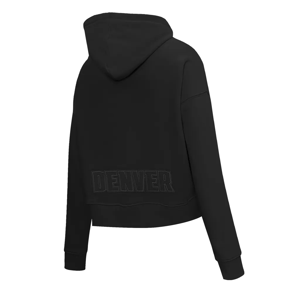 NBA DENVER NUGGETS NEUTRAL WOMEN'S CROPPED PO HOODIE (BLACK)