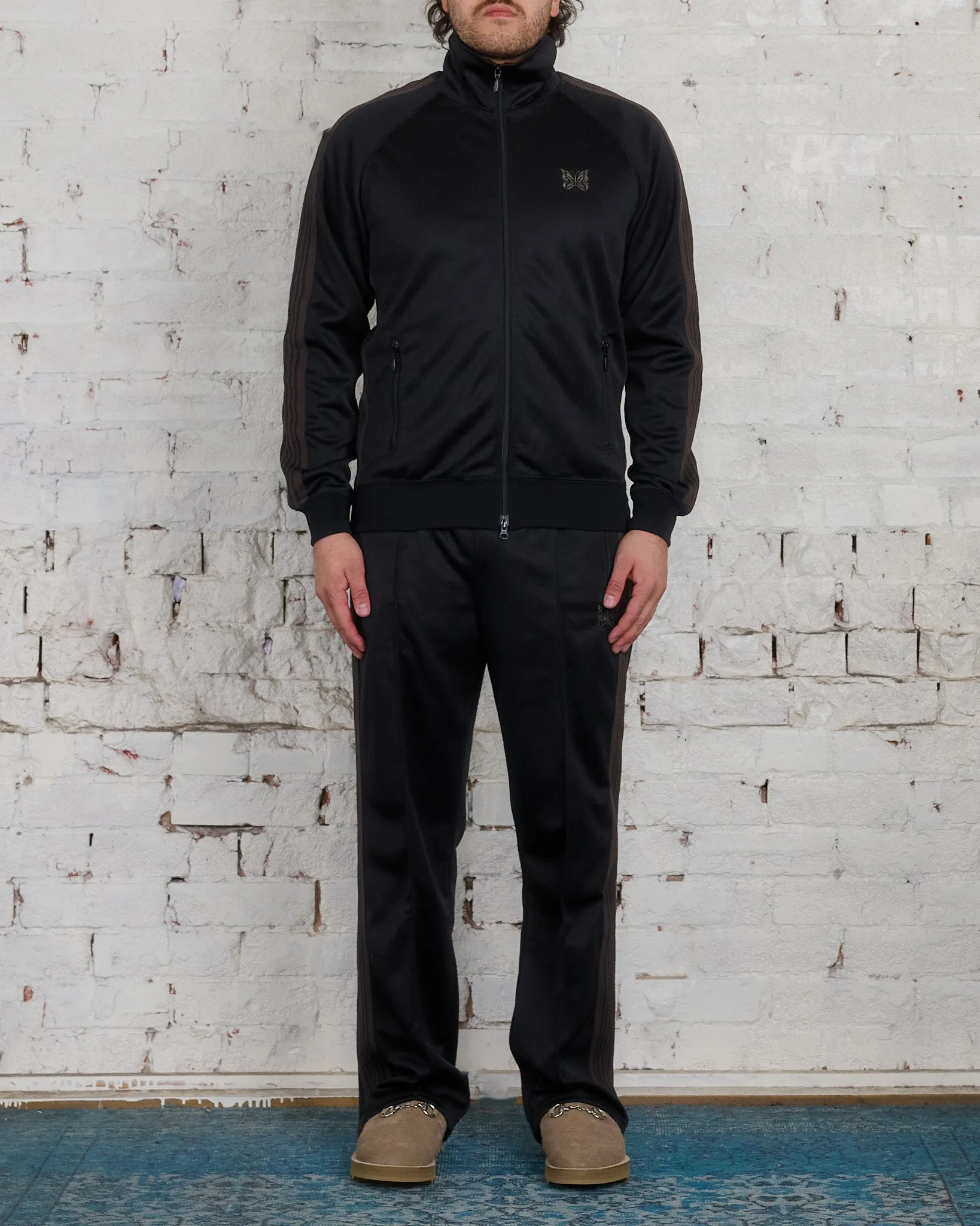 Needles Track Jacket Poly Smooth Dark Black