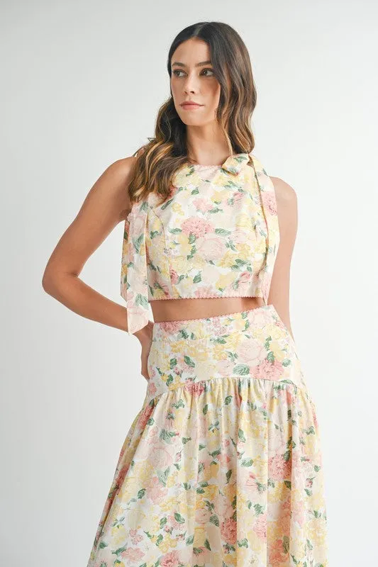 NEWEST ARRIVAL ONLINE ONLY Cream Yellow Midi Skirt Set