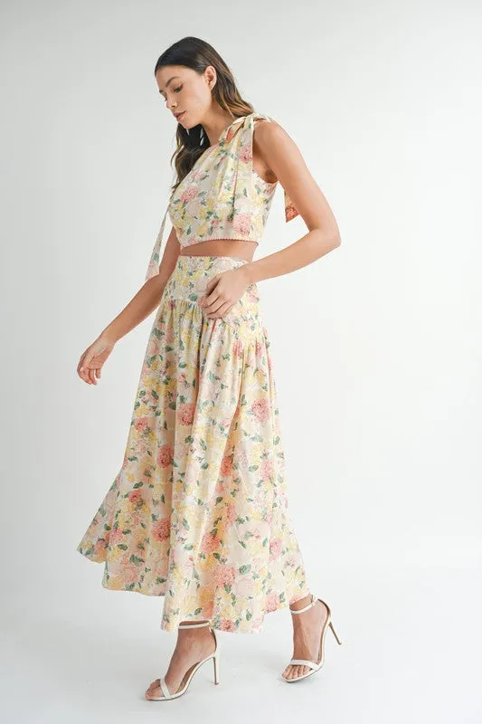 NEWEST ARRIVAL ONLINE ONLY Cream Yellow Midi Skirt Set