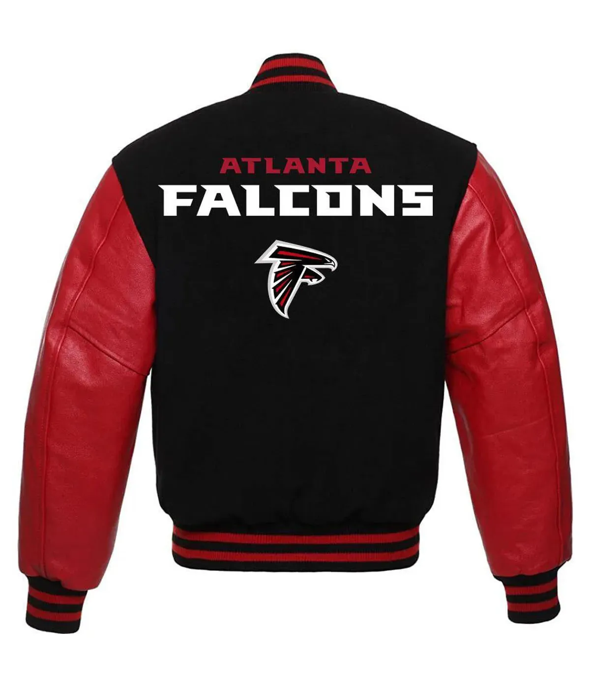 NFL Letterman Atlanta Falcons Red and Black Jacket