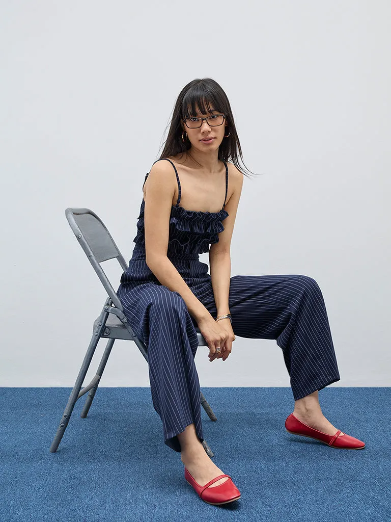 Nuon Navy Pinstriped Jumpsuit