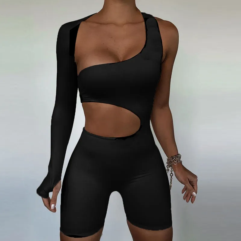 On The Move One Sleeve Jumpsuit - Black
