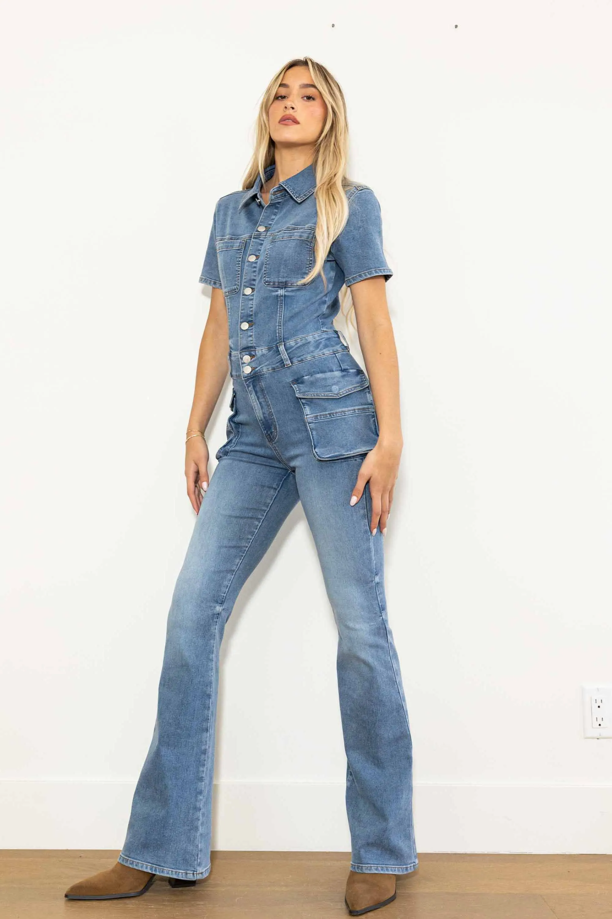 Out Of The Wild Cargo Denim Jumpsuit