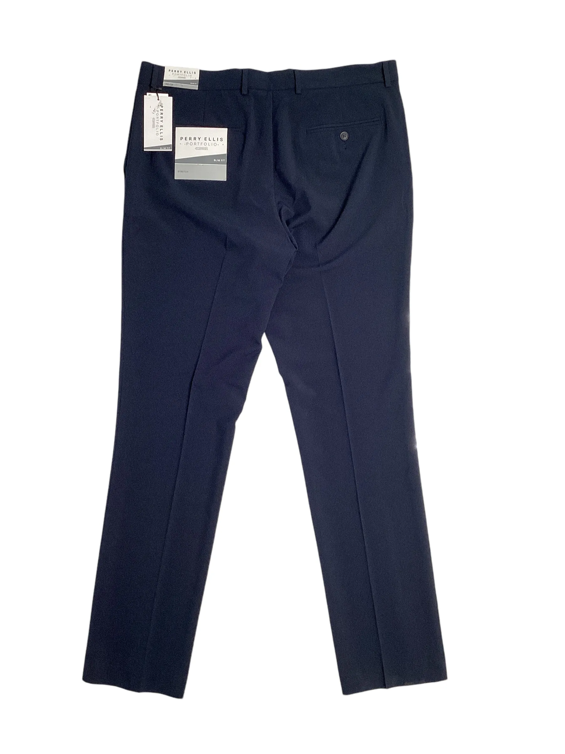 Perry Ellis Portfolio Mens Slim Fit Dress Pants Dark Sapphire Blue 34 x 32
