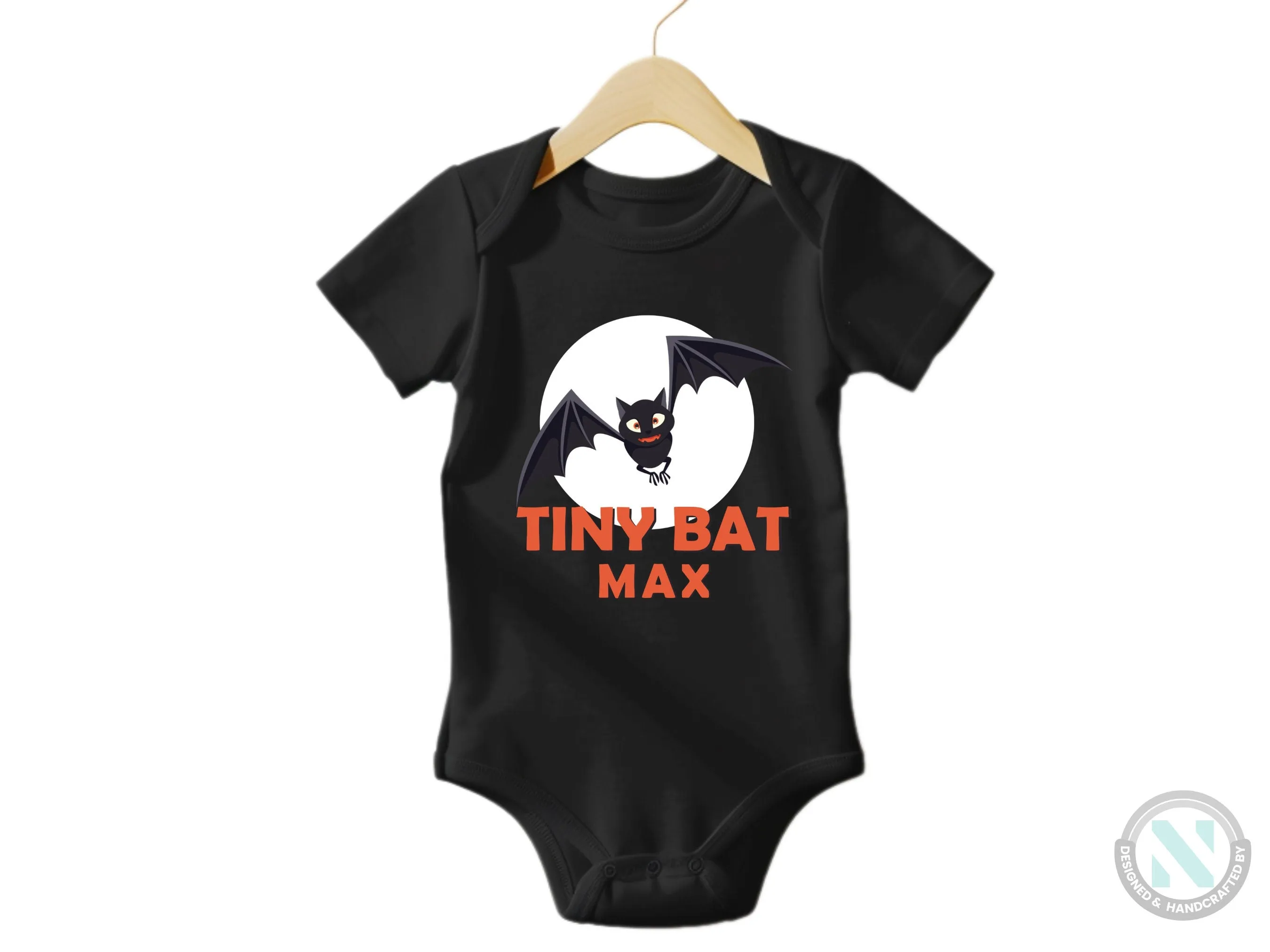 Personalize Baby Bodysuit With "Tiny Bat", Ideal First Halloween Party Gift for Boys