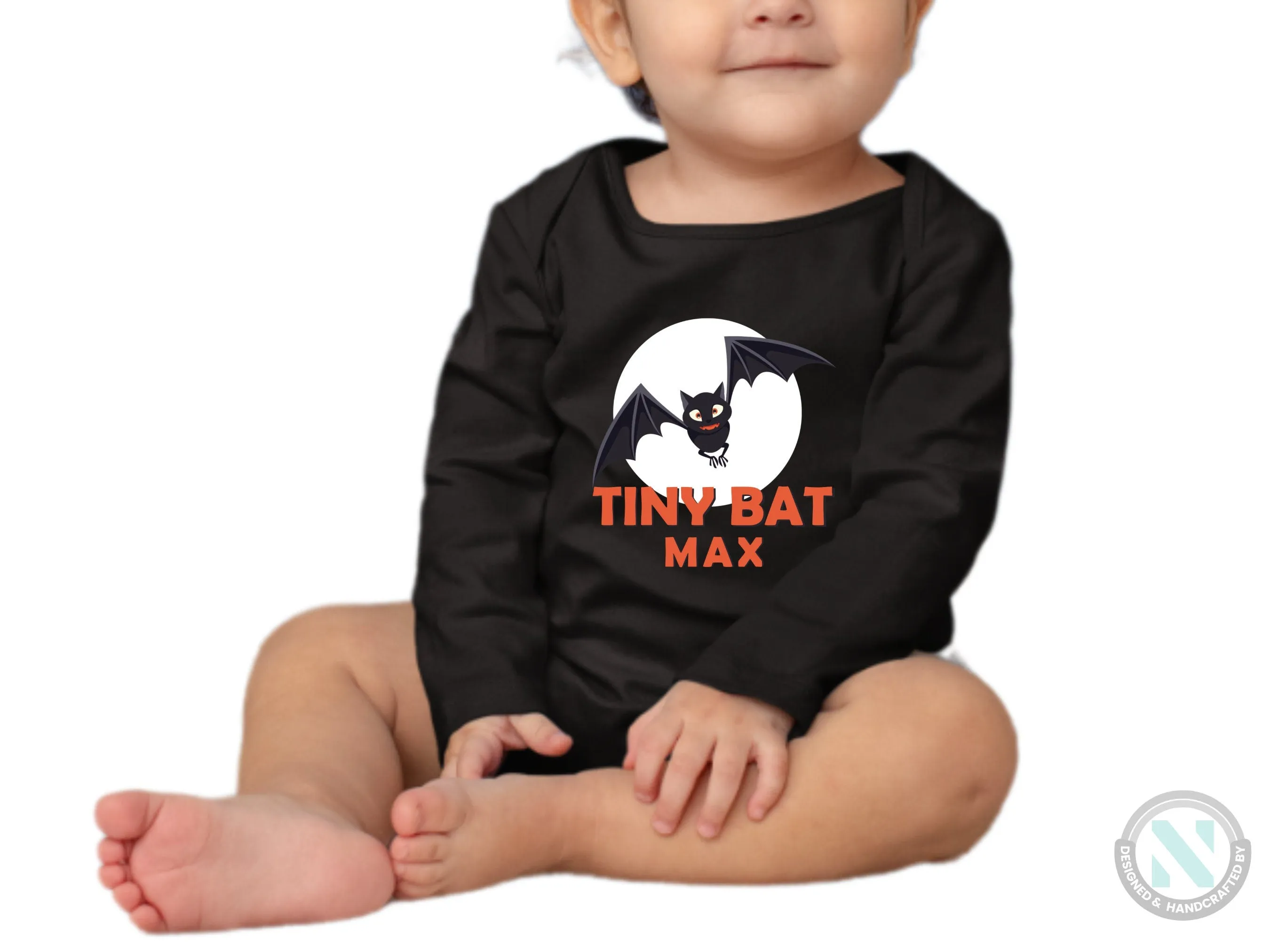 Personalize Baby Bodysuit With "Tiny Bat", Ideal First Halloween Party Gift for Boys