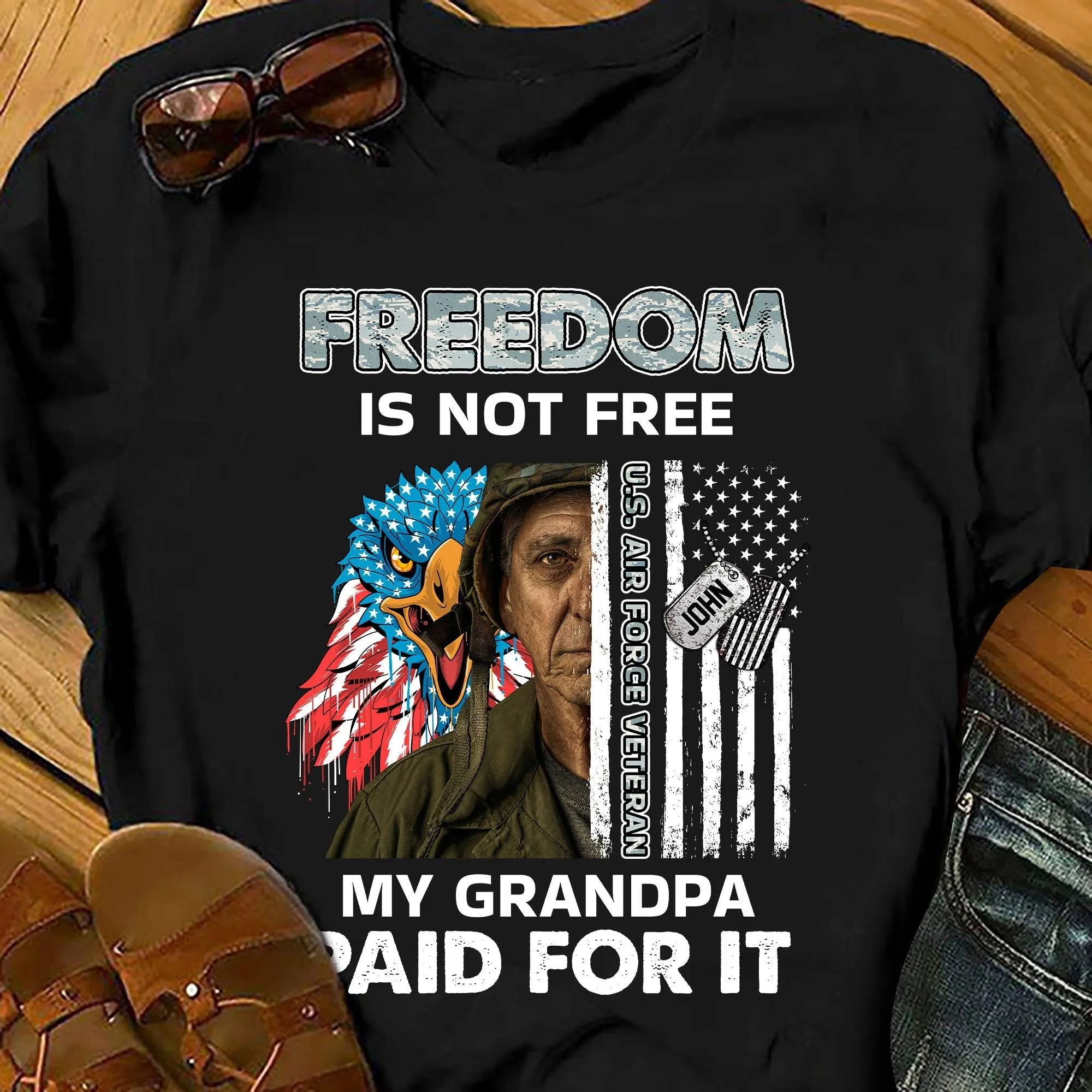 Personalized Custom Military Branch Custom Name And Text Family Freedom Is Not Free - T-shirt