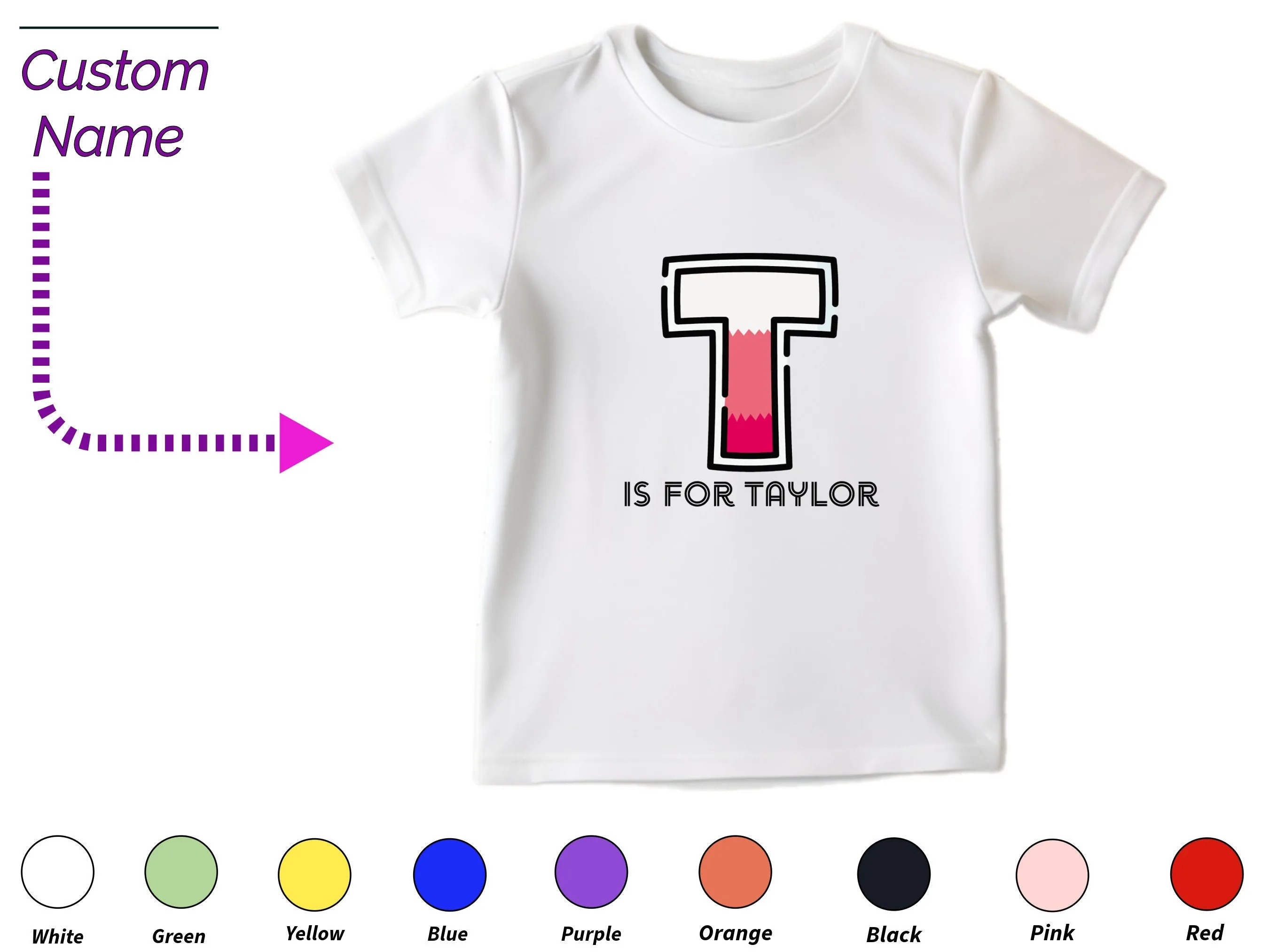 Personalized Kids Tshirt Gift For Toddler Girls - Custom Initials T On Shirt Gift