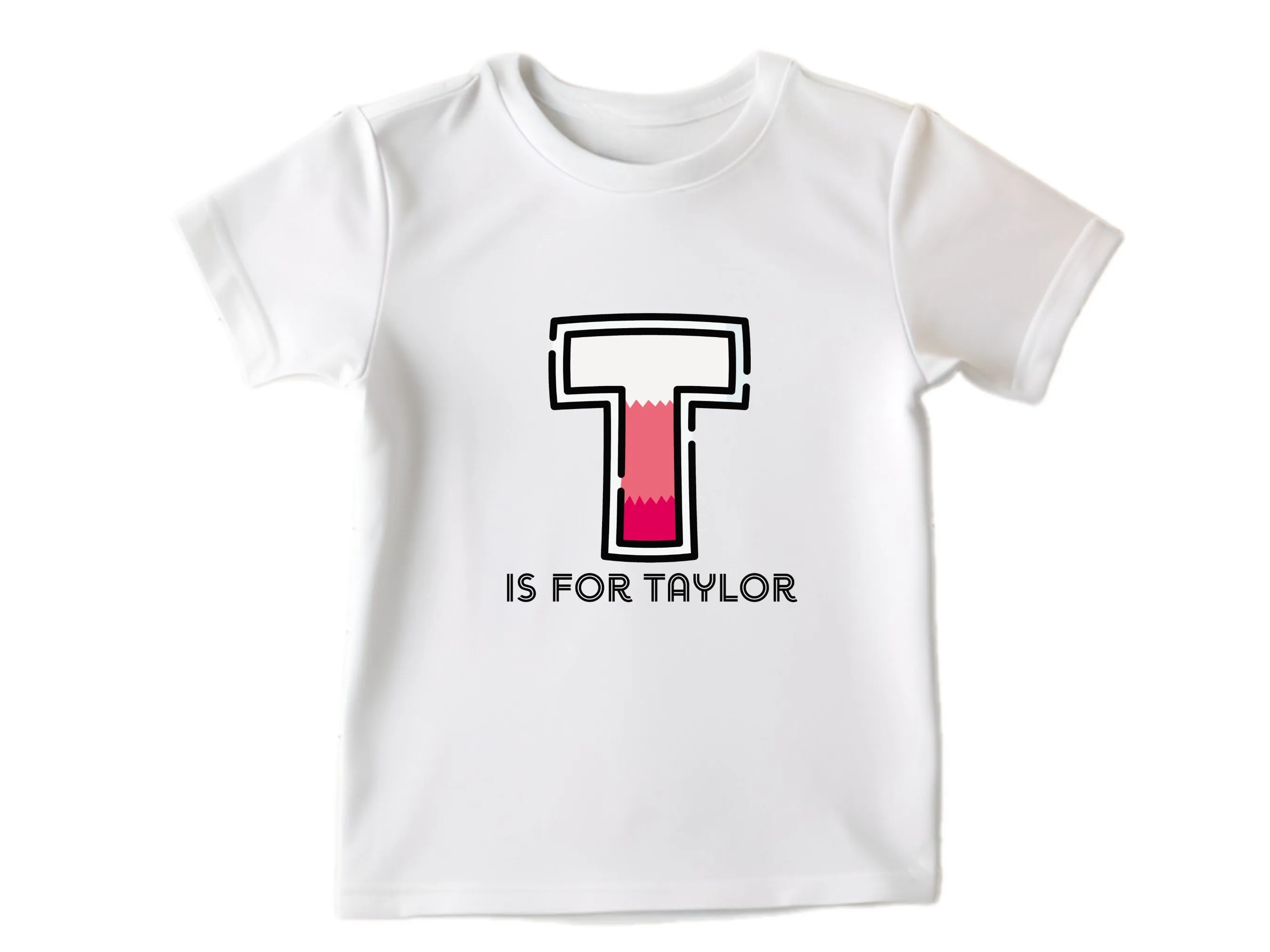 Personalized Kids Tshirt Gift For Toddler Girls - Custom Initials T On Shirt Gift