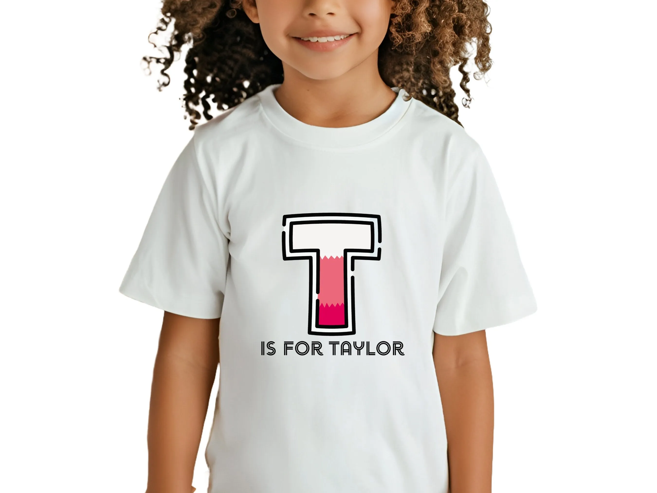 Personalized Kids Tshirt Gift For Toddler Girls - Custom Initials T On Shirt Gift