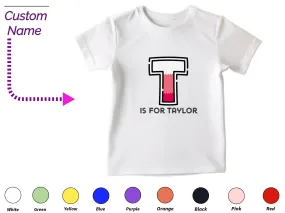 Personalized Kids Tshirt Gift For Toddler Girls - Custom Initials T On Shirt Gift