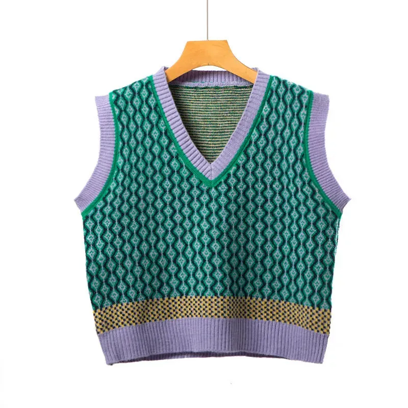 Pink Peach Blossom Knitted Vest For Women