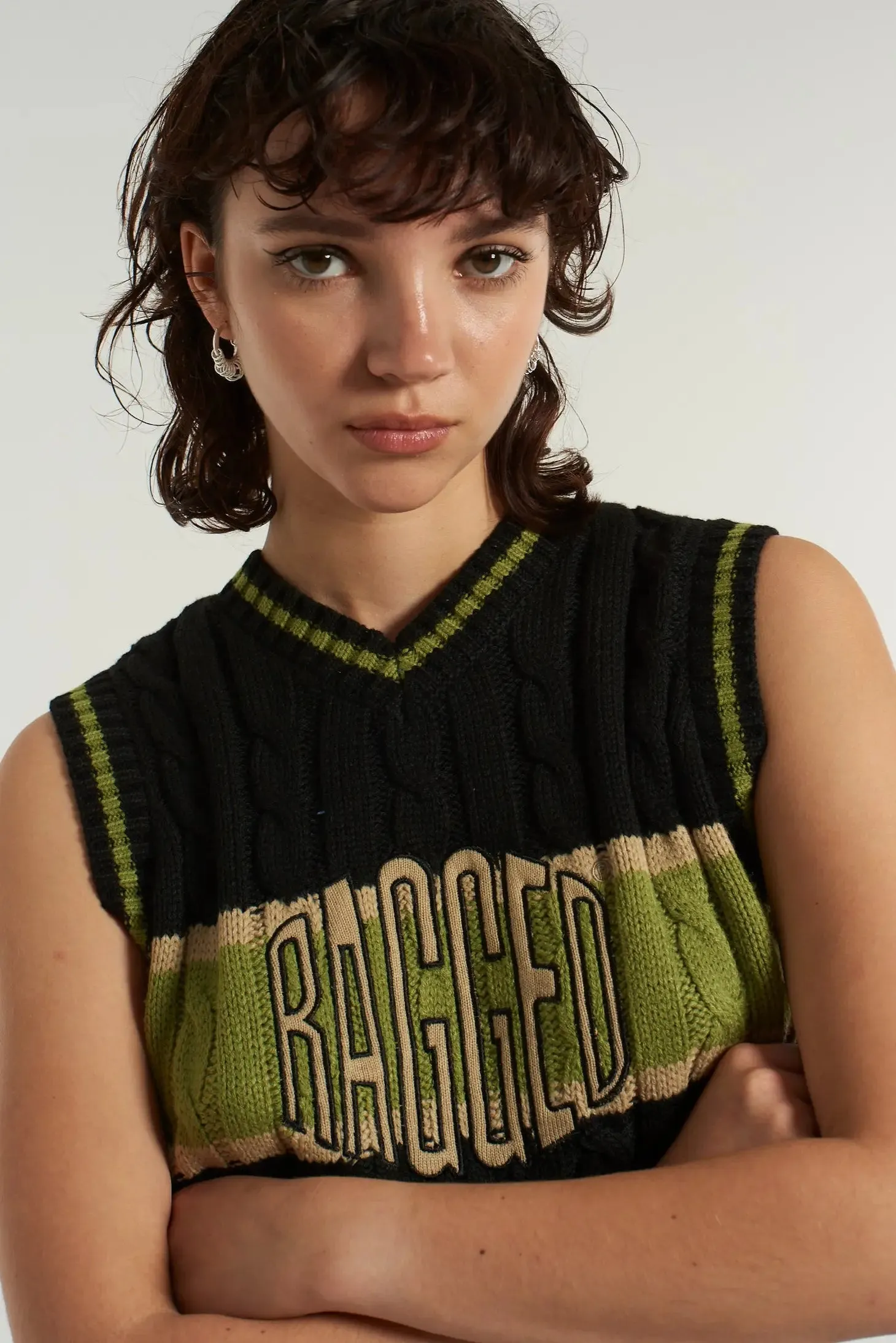 Ragged Varsity Knit Vest