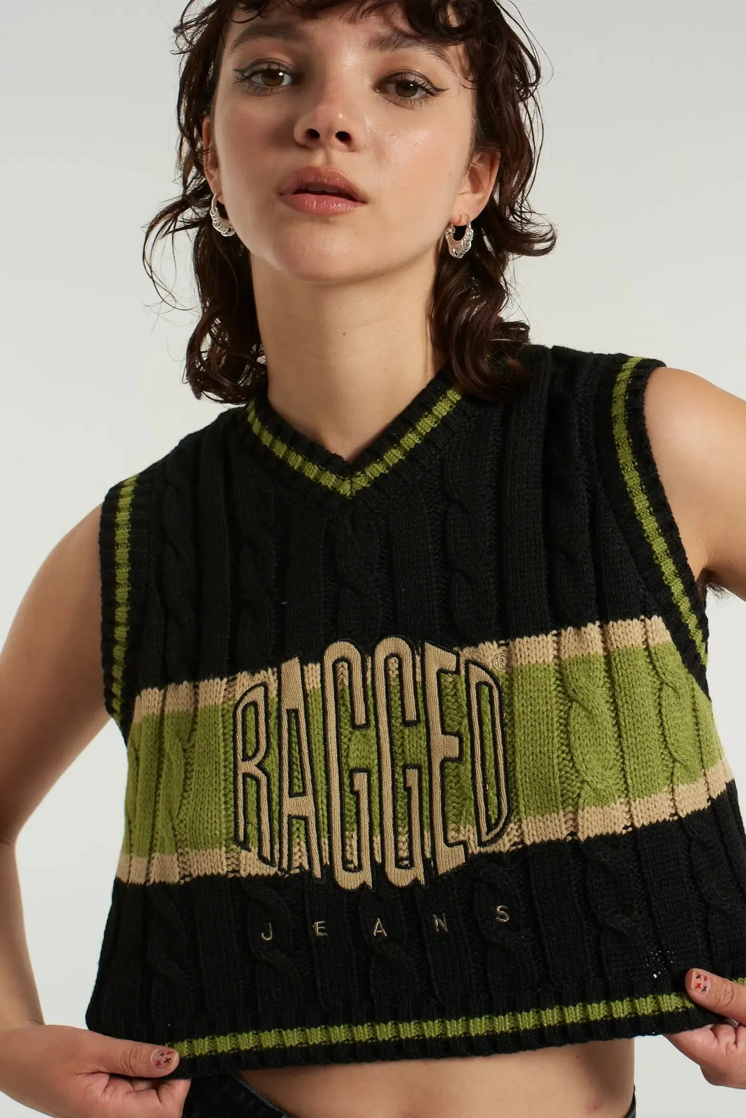 Ragged Varsity Knit Vest