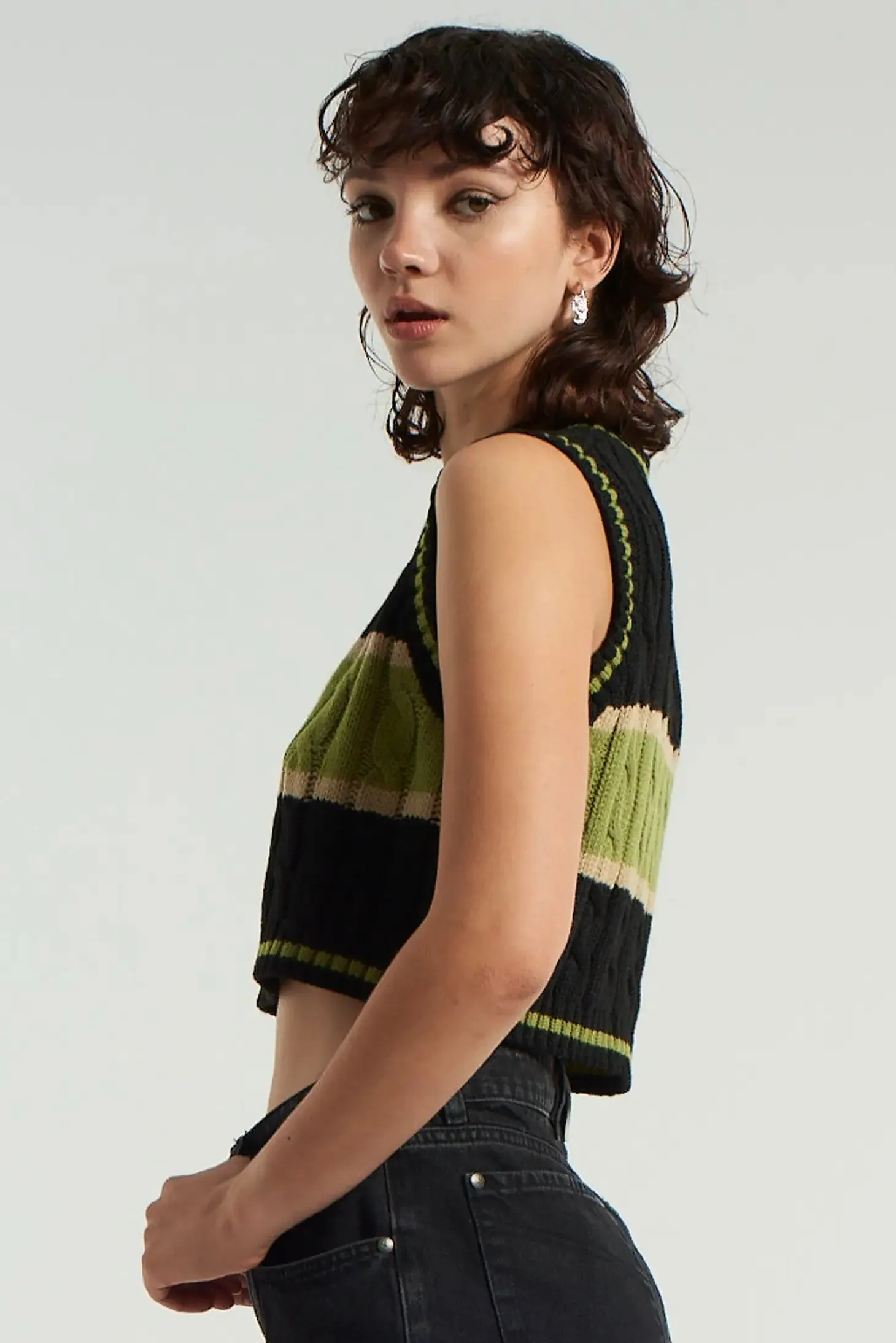 Ragged Varsity Knit Vest