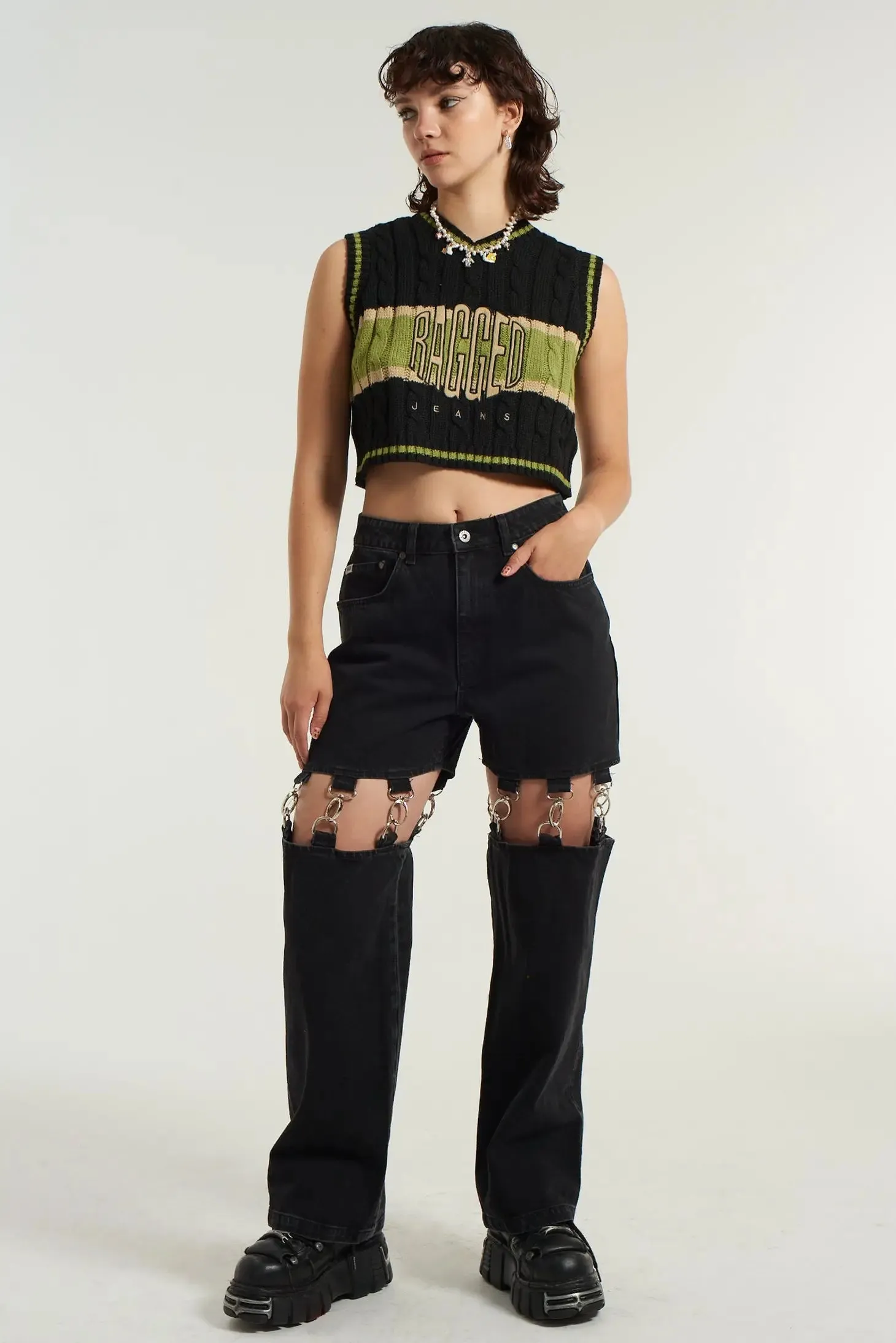 Ragged Varsity Knit Vest
