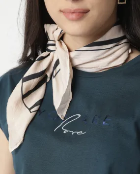 Rareism Women Kyle Beige Scarf Cotton Silk Fabric