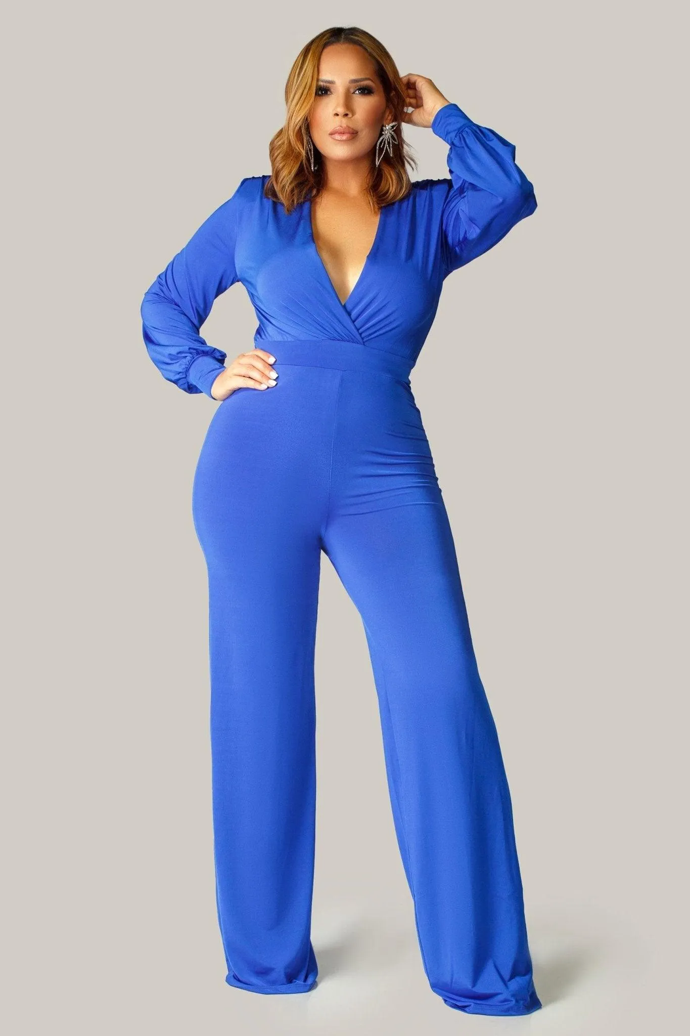 Renee Puff Long Sleeves V Neck Jumpsuit
