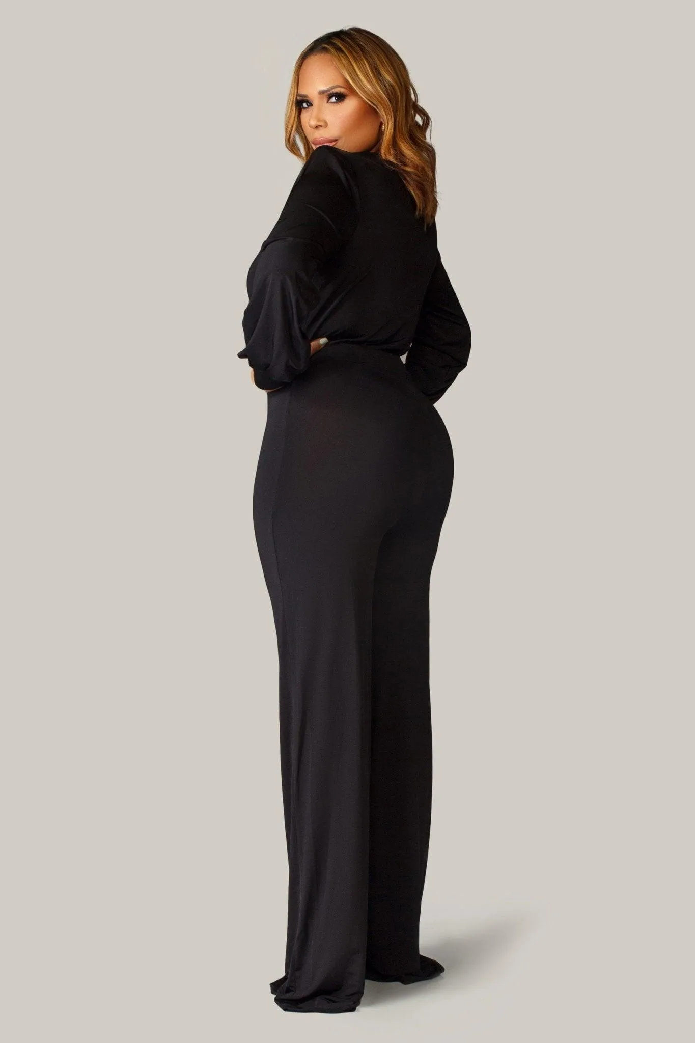 Renee Puff Long Sleeves V Neck Jumpsuit
