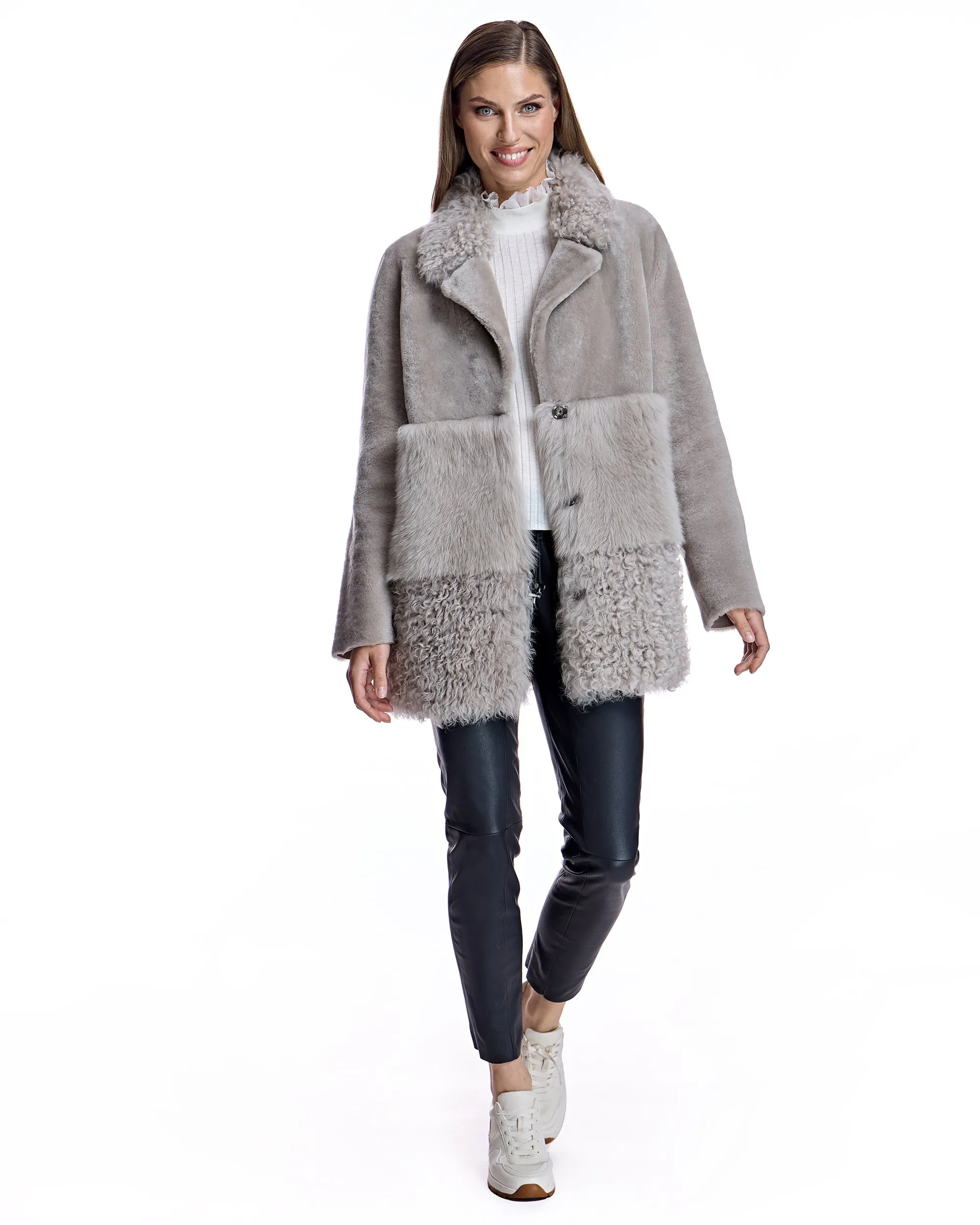 Reversible Mixed Media Shearling Jacket