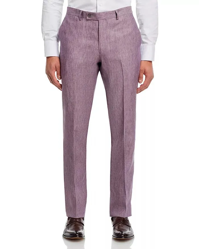 Robert Graham Mens Delave Slim Fit Linen Suit Dress Pants Size 34 Purple