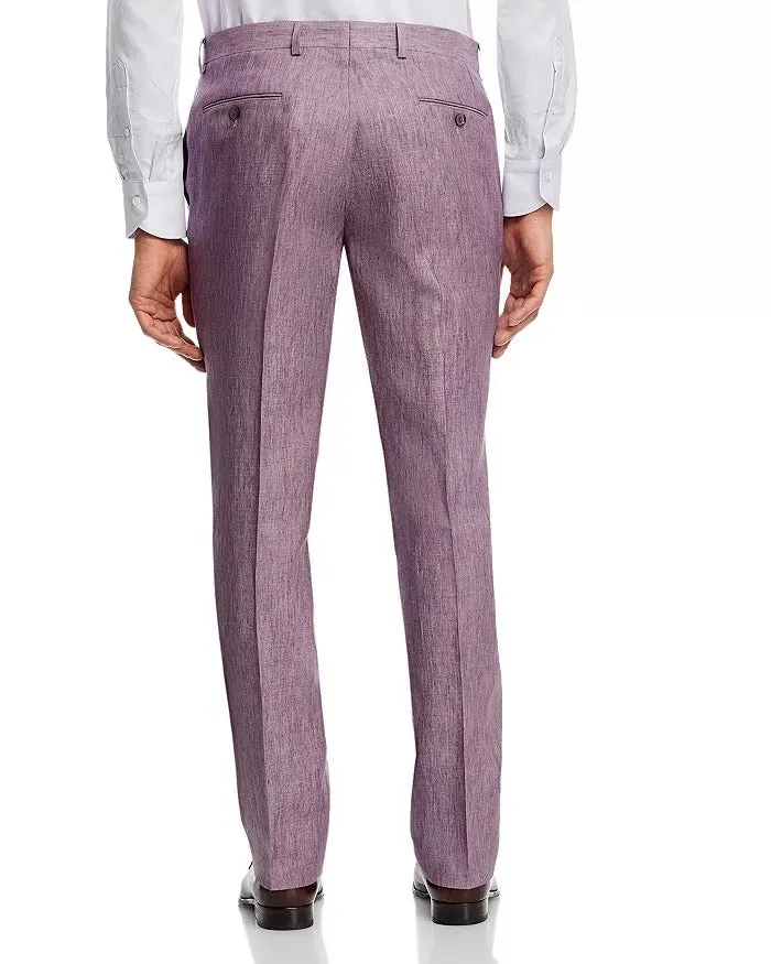 Robert Graham Mens Delave Slim Fit Linen Suit Dress Pants Size 34 Purple